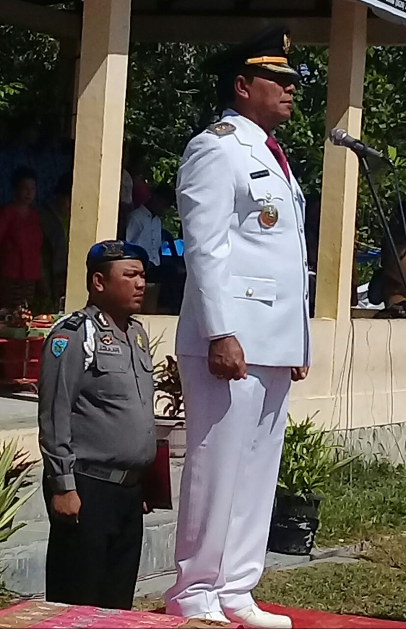 Wakil Bupati Samosir Ir.Juang Sinaga sebagai Inspektur Upacara di tanah lapang Mogang Palipi Samosir Sumatera Utara