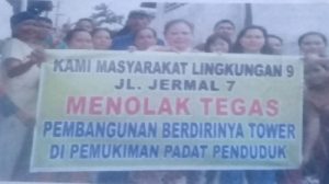 Warga Jermal 7 Medan Denai protes pembangunan Tower Telkom