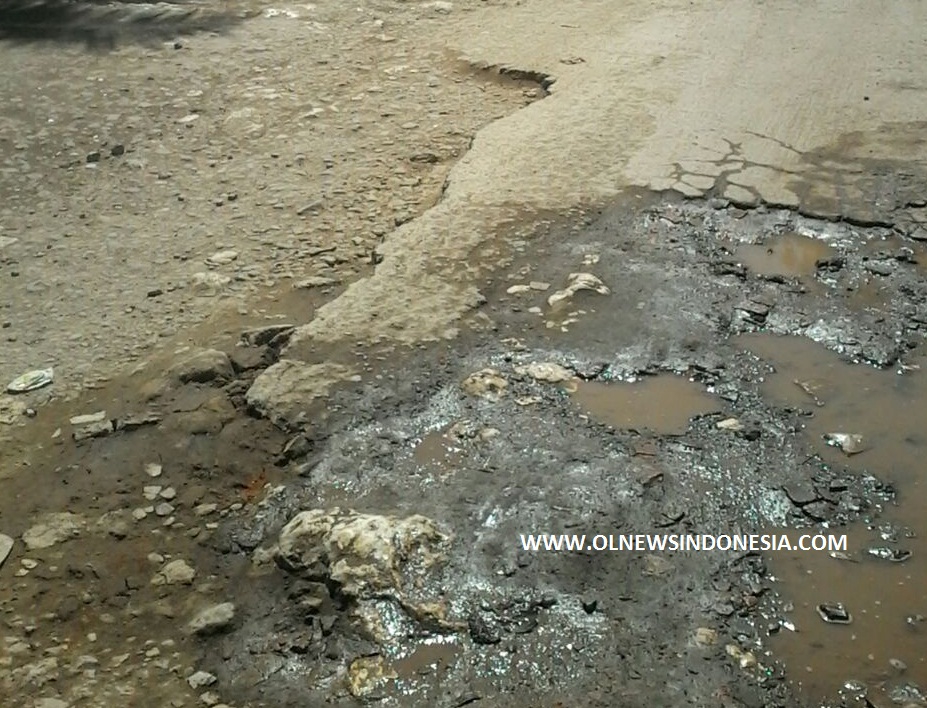 Tampak Jalan Desa Ciangsana Kecamatan Gunung Puteri Kabupaten Bogor Rusak