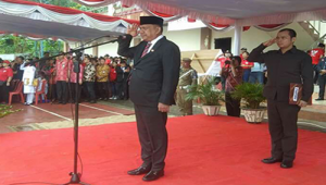 Gubernur Sulawesi Utara Olly Dondokambey SE, memimpin upacara Peringatan Hari Lahir Pancasila Ke-73 di Kawangkoan