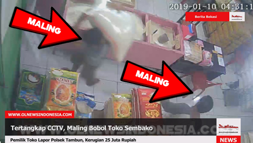 Maling Sembako Tertangkap CCTV Ketika Bereaksi Di Toko Sembako UD HBS, Tambun, Bekasi