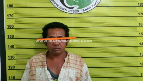 Ket foto : pria yang diduga pengguna Narkotika S. Bangun warga desa Batukarang Kec. Payung Kab Karo kini sudah diamankan di Mapolres Karo Kabanjahe, Senin (18/03) 2019