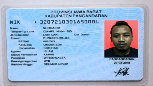 Foto : Kartu Identitas terduga pelaku yang mengaku memiki tokek dan sudah menerima uang tanda jadi.