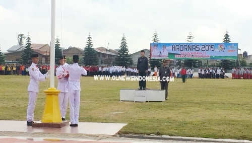 Ket foto : Bupati Karo menjadi Irup Haornas ke 36 dihadiri para peserta upacara di lapangan Samura Kabanjahe Senin  (09/09) 2019 (Ist-dok).