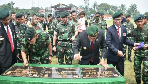 foto : Pangdam I/BB, Mayjen TNI MS Fadillah bersama Gubsu Edy Rahmayadi hadir di HUT ke 54 Yonif Raider 100/PS