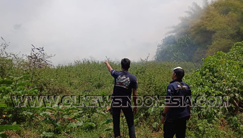 Kebakaran lahan gambut yang terjadi di wilayah Desa Cileungsi, Kecamatan Cileungsi, Kabupaten Bogor, tepatnya di lahan gambut, belakang Perum Pondok Cileungsi Permai.