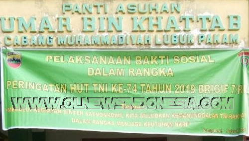 Baksos HUT TNI ke -74 Di Panti Asuhan Umar Bin Khatab, Salah Satu Tempat Pelaksanaan Aksi Bakti Sosial Oleh Brigif 7/RR Kodam I/BB