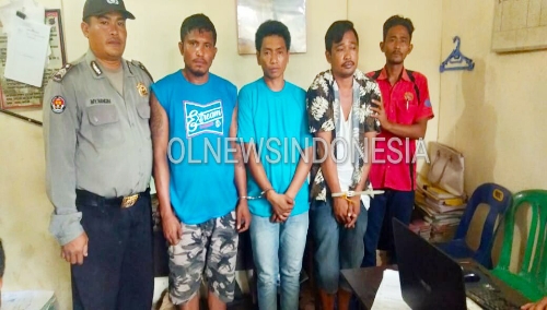 Ket foto : Para tersangka penyalahgunaan Narkotika jenis Sabu sabu saat diamankan petugas Polsek Mardingding Kabupaten Karo (Ist)