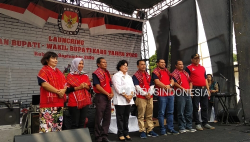 Ket foto : Wakil Bupati Karo Cory Seriwaty br Sebayang saat menghadiri Launching Jingle dan Maskot KPUD Karo di Depan halaman Kantor DPRD Karo di Kabanjahe, Rabu (13/11) 2019 (Ist)