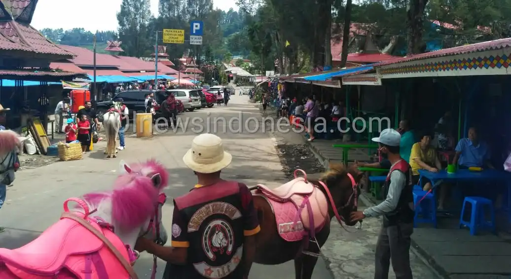 Ket foto  : tampak Tamu dari luar daerah saat berbelanja Buah dan Sayur di Area Pasar Buah Berastagi, Senin (01/06) 2020 (Ist)