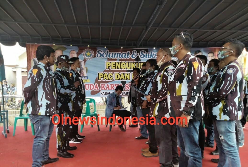 Ket foto : Ketua IPK Kab Karo Gembira Ginting saat mengukuhkan kepengurusan PAC dan Ranting Se-Kecamatan Kabanjahe, Sabtu (17/10)2020 (Ist)