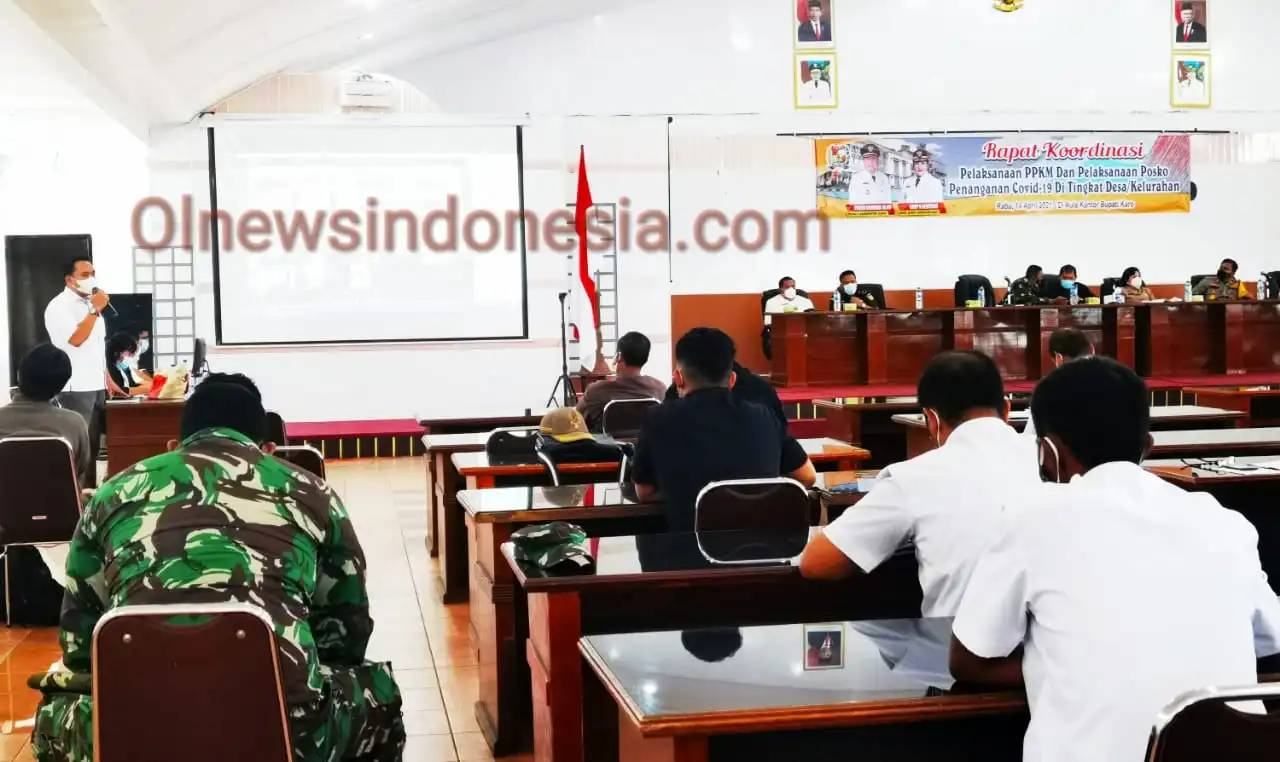 Ket foto : Bupati gelar rapat koordinasi penanganan Covid-19 di Aula Bupati Karo,Rabu (14/04) 2021 (Ist)