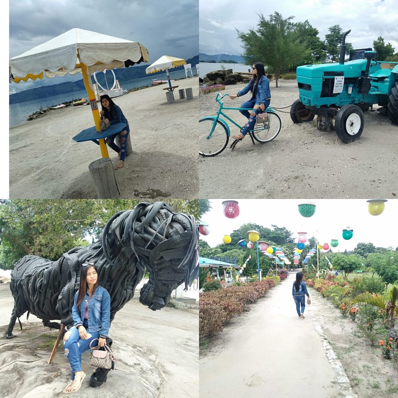 Foto : Pengunjung suka suka berselfie ria di Objek Wisata Unggulan Pantai Pasir Putih 'BATUHODA BEACH' Pulau Samosir