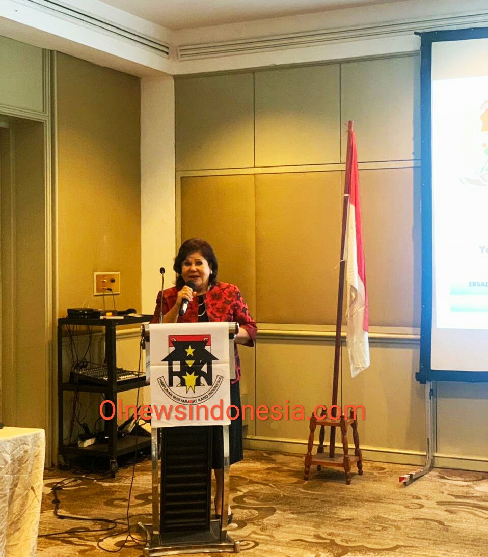 Ket foto : Bupati Karo Cory Sriwaty Br Sebayang saat berikan sambutan di acara HMKI dalam lakukan kerjasama dengan Pemkab Karo di Hotel Gran Melia Jakarta Selatan Sabtu (22/06.2021)  (Foto_ Ist).